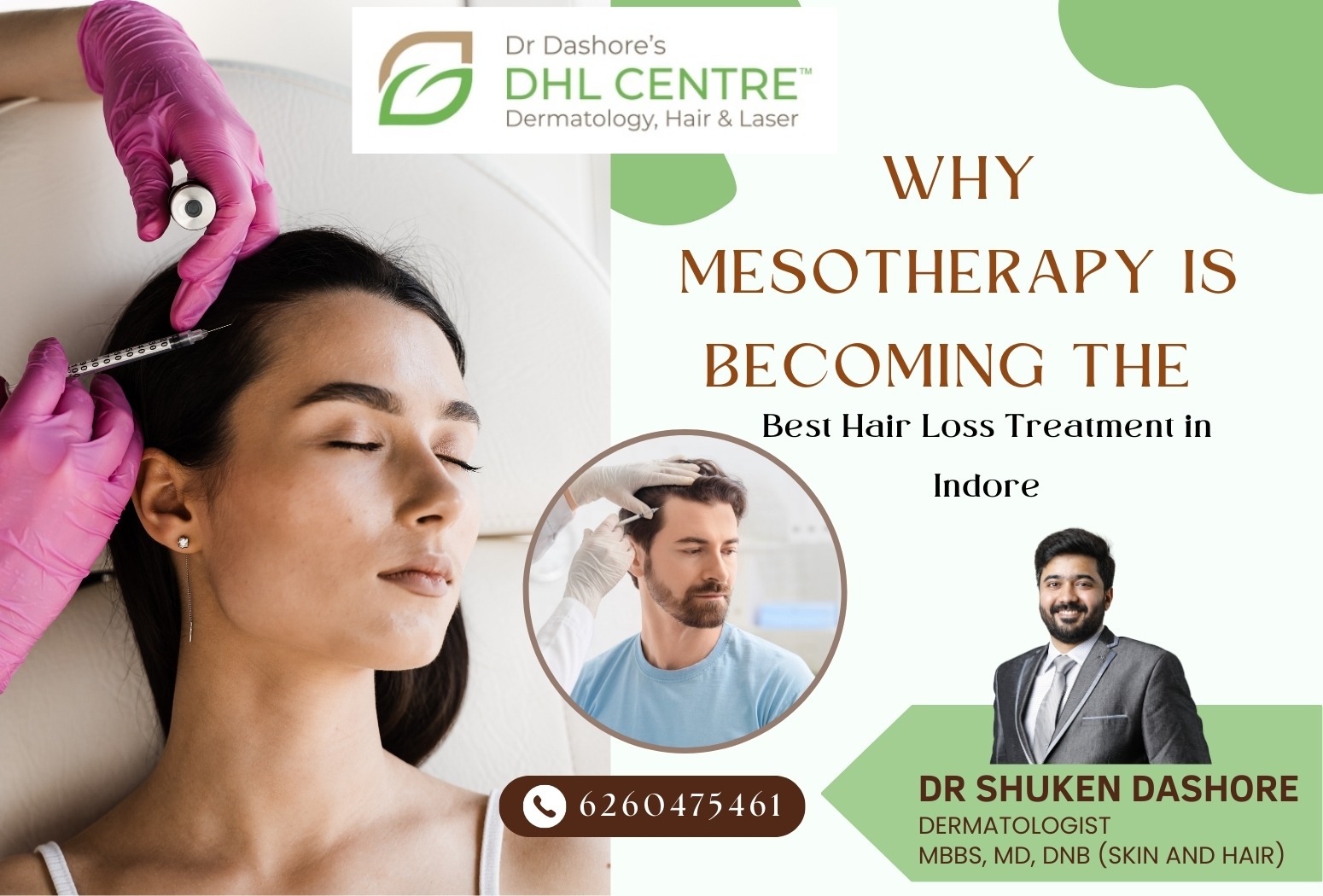 Mesotherapy treatment for hair loss performed by dermatologist at Dr Dashore’s DHL Centre in Indore